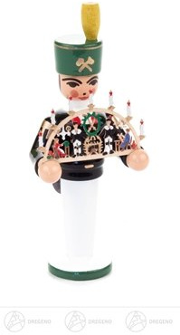 Rudolphs Schatzkiste Weihnachtsfigur Engel und Bergmann Miniatur mit Schwibbogen „Erzgebirge“ – Holzfigur – Höhe ca. 7 cm - Erzgebirge – NEU