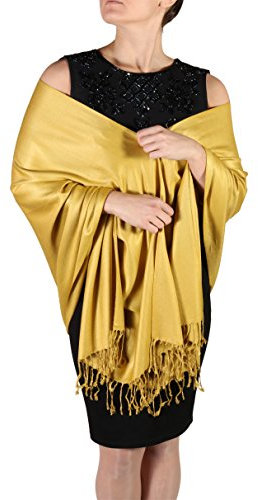 Pashmina Shawls and Wraps for Women - Ideal for Summer Weddings and Special Events - Mustard