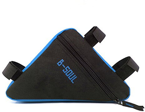 Broadroot Dreieckige Fahrradtasche, Fahrrad-Aufbewahrungstasche, Fahrrad-Vorderrohr-Tasche, Sattelhalterung (schwarz + blau)