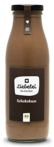 LIEBELEI - Bio Eierlikör Schokolade, 0.5l cremiger Bio Eierlikör mit edelstem Kakao verfeinert, 14%, Milder Schokoladenlikör, Geschenk für Weihnachten und Ostern