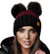 4sold Miki Farbe Damen Wintermütze Wolle Strickmütze Mit Doppelten Pom Pom Cap Ski Snowboard Bobble (Maroon Black)