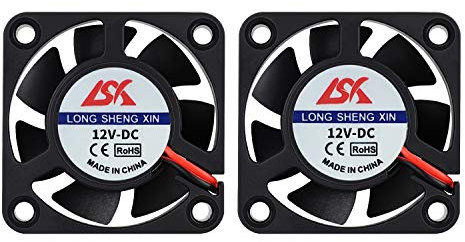 HAWKUNG 2 Pieza Impresora 3D Ventilador de Enfriamiento Extrusora Accesorio 4010 40 x 40 x 10 mm DC 12V 2 Pin Conector Rodamiento Silent Brushless Coolsink Heater Blower para impresora 3D, Negro