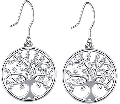 CELESTIA Arbre de Vie Boucles d'oreilles Pendantes Femme et Filles Argent 925 Bijoux Cadeaux Maman Anniversaire Fête des Mères