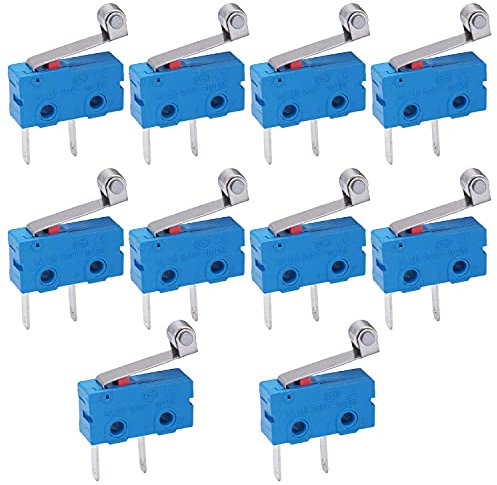 mxuteuk 10 Stücke Mikro schalter Endschalter 5A 125 250V AC SPDT 1NO Kurzer Metallscharnier-Rollenhebelarmschalter Druckknopf Typ Mikroschalter 2 polig Mini-Mikro-Endschalter KW11-3Z09