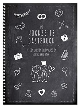 KOCHDIALOG XXL Gästebuch Hochzeit -modern Art– Gästebuch zur Hochzeit mit lustigen Fragen im Innenteil zum Ausfüllen, langlebiges Hardcover Hochzeitsgästebuch Hochzeitsbuch mit 84 Seiten für 75+ Gäste