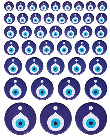 42X Nazar Boncuk Boncugu 3D Sticker Aufkleber Reliefsticker Blaues Auge, Evil Eye, Türkischer Glücksbringer, Gastgeschenke Dekoration Amulett Anhänger Wanddeko Babyparty Mevlüt Sünnet bebek sekeri