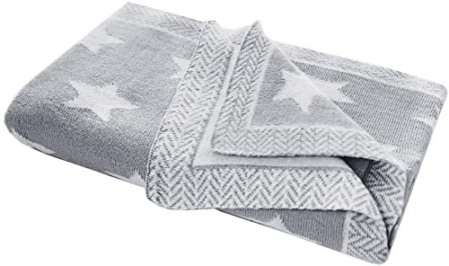 Bio Babydecke 100% Bio-Baumwolle (kbA) GOTS zertifiziert, Sterne Grau, 80 x 100 cm