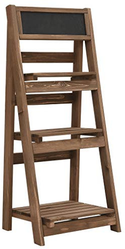 Festnight 3-Tier Plant Stand with Blackboard, Plant Box, Raised Garden Bed Storage with 3 Shelves 40x30x90 cm Solid Fir Wood