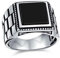 Retro Band Stil Geätzte Band Schwarz Onyx Quadratisch Siegel Ring Für Männer Schwer .925 Sterling Silber Handgefertigt In Der Türkei