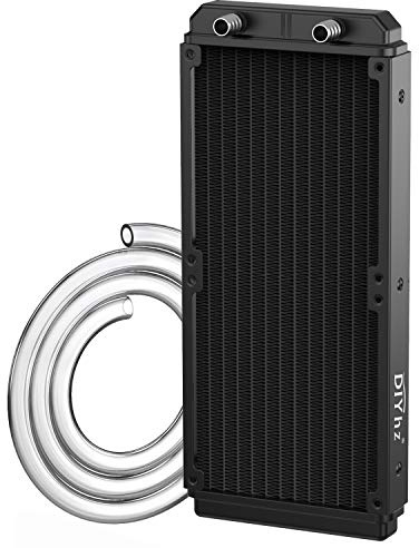 DIYhz Radiador de computadora de refrigeración por agua, intercambiador de calor de aluminio de 12 tubos, disipador de calor de refrigeración líquida, disipador de calor de 240 mm para CPU, PC