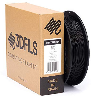 3DFILS - Flexibles Filament für 3D-Drucken eFil TPU 85A: 1,75 mm, 500 g, Schwarz