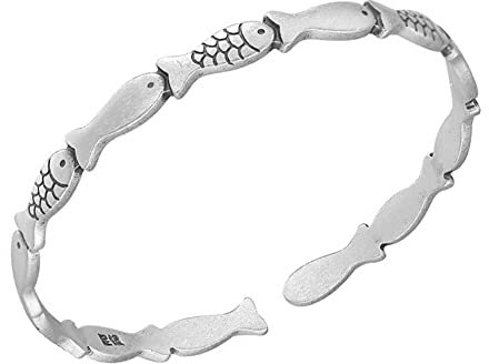 Helen de Lete Schularmband aus 925er Sterlingsilber, Vintage-Fisch-Design, Sterling-Silber