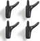 YODB 4PCS Double Prong Coat Hooks Wall Mounted,Heavy Duty Dual Wall Hook Solid Zinc Alloy Robe Hook Hanging Towels Key Bags Hats for Entryway Kitchen Bathroom Bedroom with Screws (Matte Black)