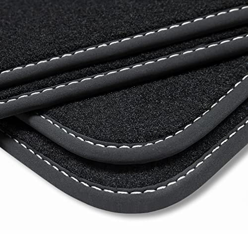 teileplus24 BV621 Tapis de Sol en Velours pour Kia Sportage 5 Hybride/Hybride léger 2022- Protection du Marche Pied, Couture:Argent