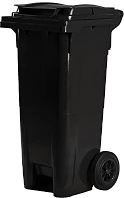 Bauer Mülltonne mit 2 Rädern und Deckel, Müllgroßbehälter, Abfalltonne, Mülleimer, Volumen: 80 Liter, Farbe: Grau, Größe: 935 x 445 x 522 mm