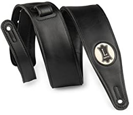Levy's Leathers M17VGN-BLK Unisex-Erwachsene 6,3 cm schwarzer, gepolsterter Gurt aus veganem Leder mit Hanf-Logo verstellbar von 121,9 cm bis 139,7 cm Gitarrengurt, Standard