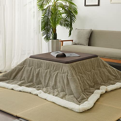 USBIRD Japanischer Kotatsu-Tisch Mit Heizung Und Decke, Bettdecke, Tatami-Futon-Kaffeetisch, Massivholz, Quadratisch, Groß, for Wohnzimmer Im Winter