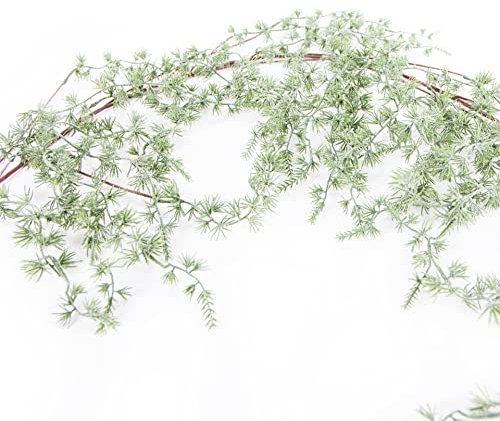 Winterliche Girlande 110 cm Kunstschnee & Holz Schneeflocken Dekozweig Winterdeko Weihnachtsdeko für Fenster & Schaufenster