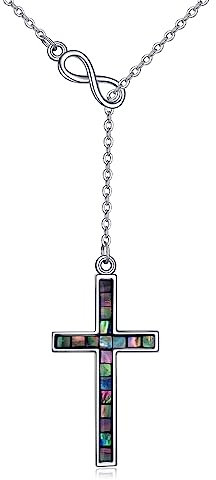 YFN Kreuz Halskette Sterling Silber Unendlichkeit Kreuz Anhänger Lariat Y Schmuck Religiöse Geschenke für Damen Männer