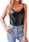VIDUSSA Damen Funkelnde Tops Glitzer Oberteile Ärmellose Blusen Sommer Tank Shirt Spaghetti Camisole Tops Schwarz S
