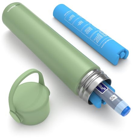 DISONCARE 16H Porta Insulina Termico da Viaggio Singola Penna Borsa Termica Piccola per Medicinali Mini Borsa Frigo Farmaci Portatile per Diabetici con QR Profilo Medico Online(Verde)