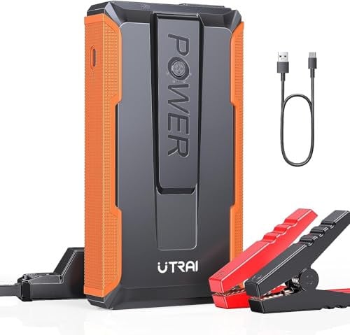 UTRAI Avviatore Emergenza per Auto 13200mAh 2000A Booster Avviamento Auto con Lampada LED a Clip Intelligente Avviatore Batteria Auto (7.5L Benzina e 5.5L Diesel)