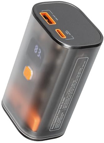 Xtorm 20W CyberCell Powerbank, XCP100, Batterie Externe 10000 mAh, Approuvé pour l'aéroport, 1x USB / 1x USB-C PD, Compatible avec Samsung et iPhone, Transparent