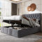 Azkoeesy 180 x 200 cm Letto imbottito matrimoniale con contenitore, rivetti, rete metallica idraulica, rivestimento in velluto, grigio scuro