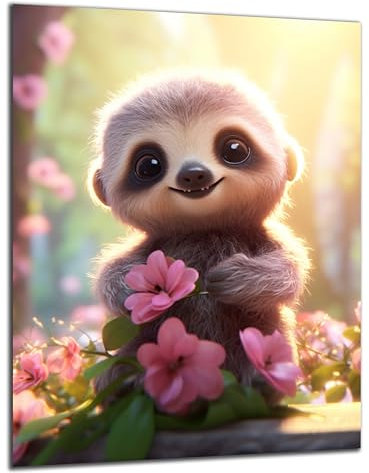 Munera Design - Bild 56x84 - süße niedliche Tiere Faultier - Wand-Bilder Kinder-Zimmer