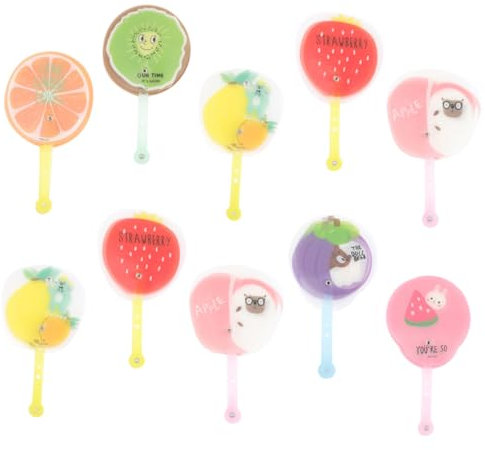 AOKWAWALIY Pack of 10 Foldable Circle Fans in Japanese Style Wedding Decorating Small Fan Manual Performance Circular Fan Round Fan Foldable Dance Fan Summer