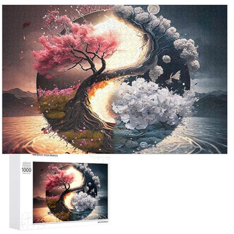 Yin und Yang Levels Holzpuzzle 1000 Teile, Knobelspiele Für Erwachsene, Teenager, Puzzles Unmögliche - Kinder Puzzle Zimmer Deko （75×50cm）