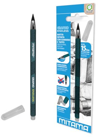 Mitama - Matita Endless - Confezione da 1 pezzo - Matita lunghissima durata (oltre 15 km di scrittura)- Super leggera e maneggevole - Matite Colorate, Pastelli Scuola Bambini