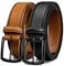 KEMISANT Gürtel Herren 2er, Ledergürtel Herren-gürtel für Jeans,31mm Breit Gürtel,Größe Fest(Schwarz/Orange Braun,125cm/42-44 taille verstellbar)