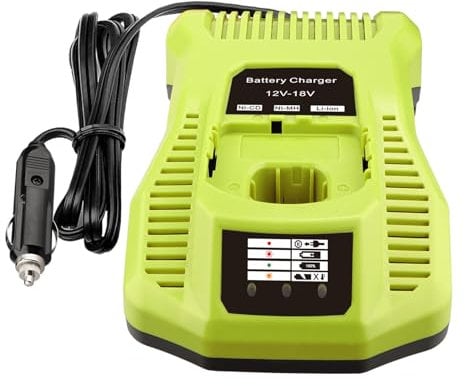for Ryobi 12V 14.4V 18V Battery Charger,for Ryobi Vehicle/Car Charger,Cigarette Lighter Plug,Portable Dual Chemistry Lithium or NiCad Charger,for Battery P107 P102 P108 P122 P161 P190