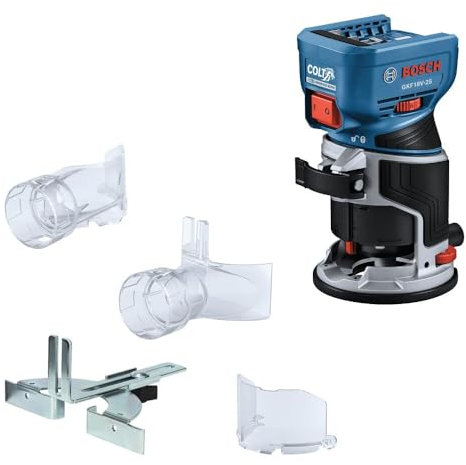 BOSCH GKF18V-25N Brushless Colt™ Palm Router da 18 V, potenza e precisione senza fili per progetti di lavorazione del legno, include sistema di aspirazione della polvere e controllo della velocità