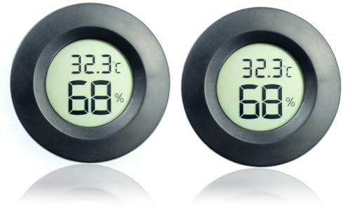 2Pcs Reptile Thermometer Reptile Tank Accessories digital hygrometer thermometer and Humidity Gauge Switchable Celsius Fahrenheit for Leopard Gecko Jumping Spider (Battery not included)