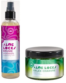 Aloé Locks | Brume Hydratante 250ml + Gelée Chanvre Fixante Protectrice 300ml | Apaise les démangeaisons du cuir chevelu | Façonner & Styliser vos locks, Tresses et Boucles | Fabriqué en France