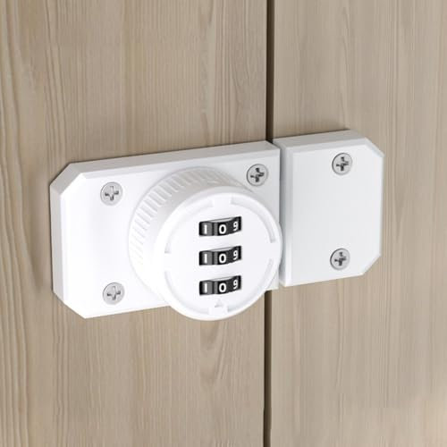 Loquet à mot de passe d'armoire, serrure d'armoire rotative, serrure à moraillon rotatif à 3 chiffres, serrure de porte mécanique à code à combinaison, en alliage de zinc (blanc)