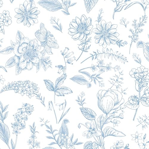 LiKiLiKi Papier peint autocollant - 44 x 300 cm - Bleu - En vinyle - Style bohème - Imperméable - Pour meubles, salle de bain, chambre à coucher