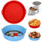 Alyvisun Air Fryer Silicone Liners, 2PCS Reusable Airfryer Basket Baking Tray Inserts Versatile Round Rack Pot for Microwave, Oven, Red+Sky Blue