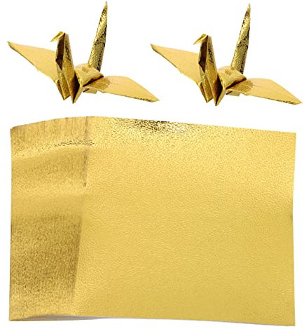 Garneck 100 Blatt Goldenes Origami Papier 10x10 Cm - Einseitiges Glitzerndes Faltpapier Für Kreative Bastelprojekte - Kunsthandwerk Und Papierkraniche Hochwertiges Origami Papier