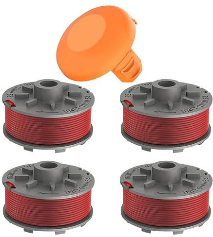 CHIHOLEN 4 Bobine Fil Coupe Bordure Compatible avec Gardena 5364-20,Bobine de Rechange Convient pour Gardena Turbo Trimmer SmallCut 2401, Ø1,65mm 6,1m,avec Capuchon 5328-20(4 Bobine+1 Couvercle)