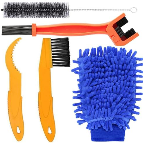 Xemnys Kit de brosses de nettoyage pour vélo, nettoyeur de chaîne de vélo, accessoires de moto multi-outils de nettoyage pour VTT, vélo de route et moto et chaîne de vélo électrique, manivelle, pneu