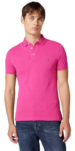 Tommy Hilfiger 1985 Slim Polo Mw0MW17771 S/S, Rosa (zentrisch Magenta), L, Herren