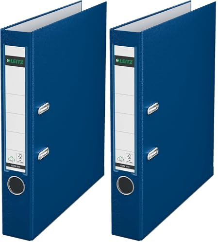 Esselte Leitz 10155035 A4 Quality File 180° with Slotted Cover Plastic Narrow Blue (Pack of 2)