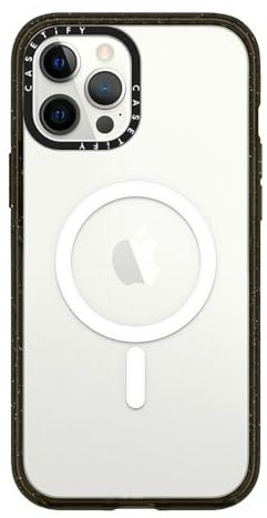 CASETiFY Impact Magsafe Schutzhülle für iPhone 12 Pro Max [4 x Falltest in Militärqualität/2,5 m Fallschutz] - Transparentes Schwarz