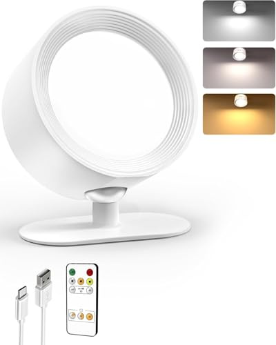 EZVALO LED wandleuchte innen,Wandlampe Kabellos mit Fernbedienung,3 Farbmodi Touch Control and Fernbedienung,360° Drehbar,Dimmbare kabellose Wandlampe für Studium,Schlafzimmer,Lesen,Nachttisch 1 Stück