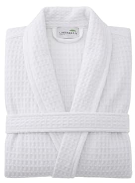 Umbrella Outdoors Waffle Bathrobes Soft Cotton spa Waffle Robes Gowns Bath Robe Hotel Lightweight - Unisex (UK, Alpha, One Size, Regular, Regular, S-M, White)