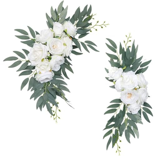 Eighosee Artificial Wedding Arch Flower Kit Boho Eucalyptus Garland Curtains Wedding Decoration Welcome Sign Easy Install Easy to Use A