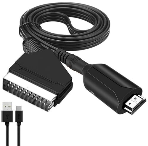GQunit Scart to Hdmi Converter with Usb Power Cable HD 720/1080P Hdmi to Scart Connector for HDTV Monitor Projector STB VHS Xbox PS3 Sky Blu-Ray DVD Player